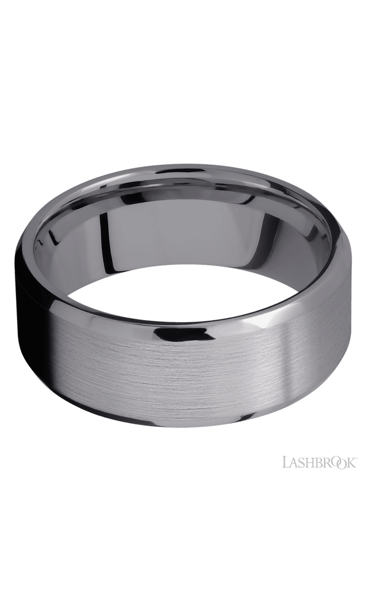 8 mm wide Beveled Tantalum band.