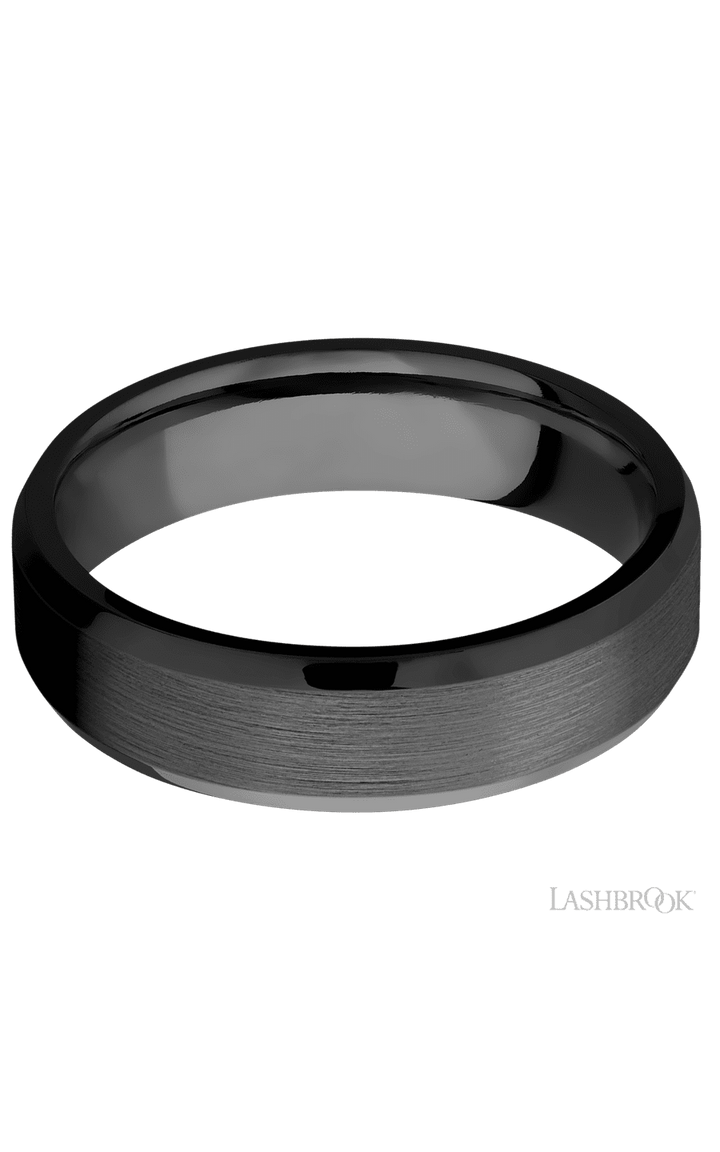 6 mm wide Beveled Zirconium band.