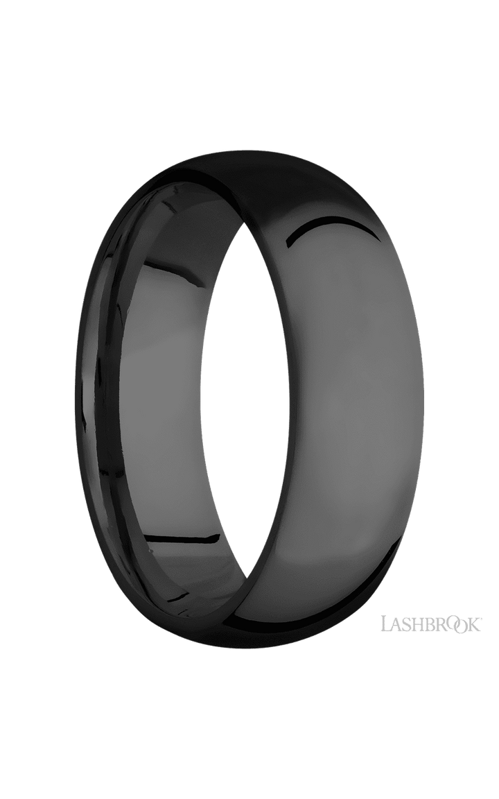 7 mm wide Domed Zirconium band.