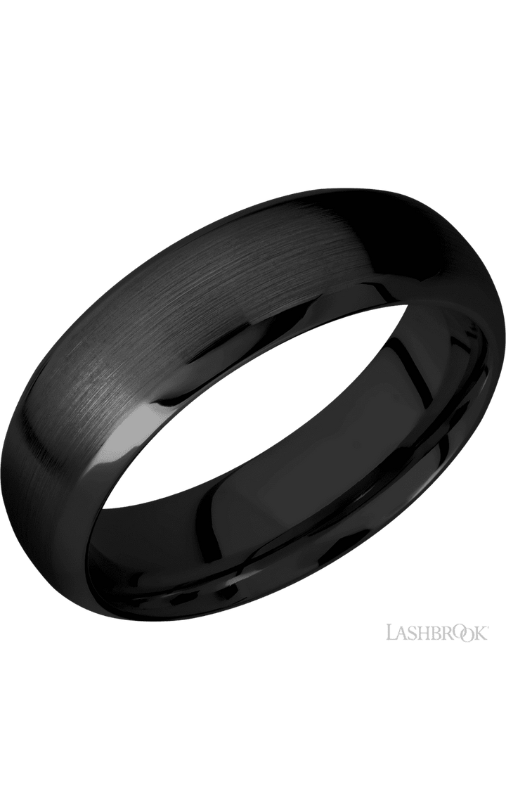 7 mm wide Domed Bevel Zirconium band.
