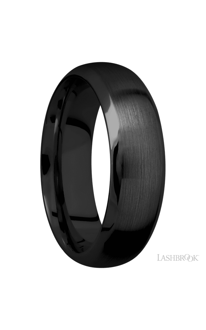 7 mm wide Domed Bevel Zirconium band.