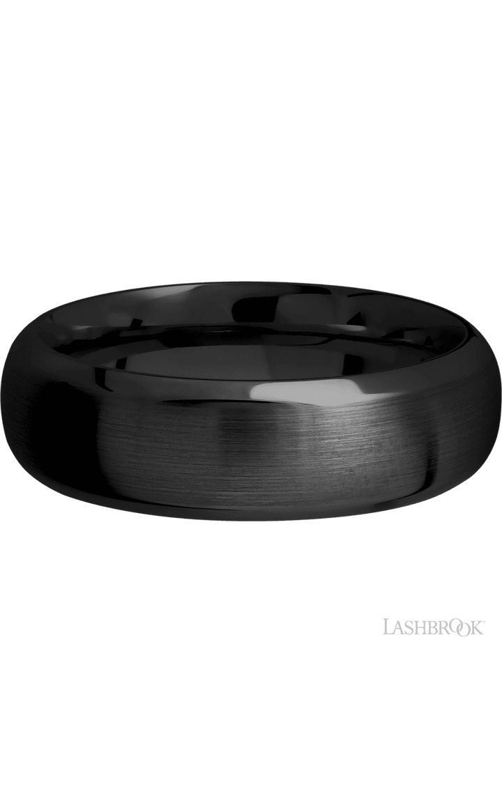 7 mm wide Domed Bevel Zirconium band.