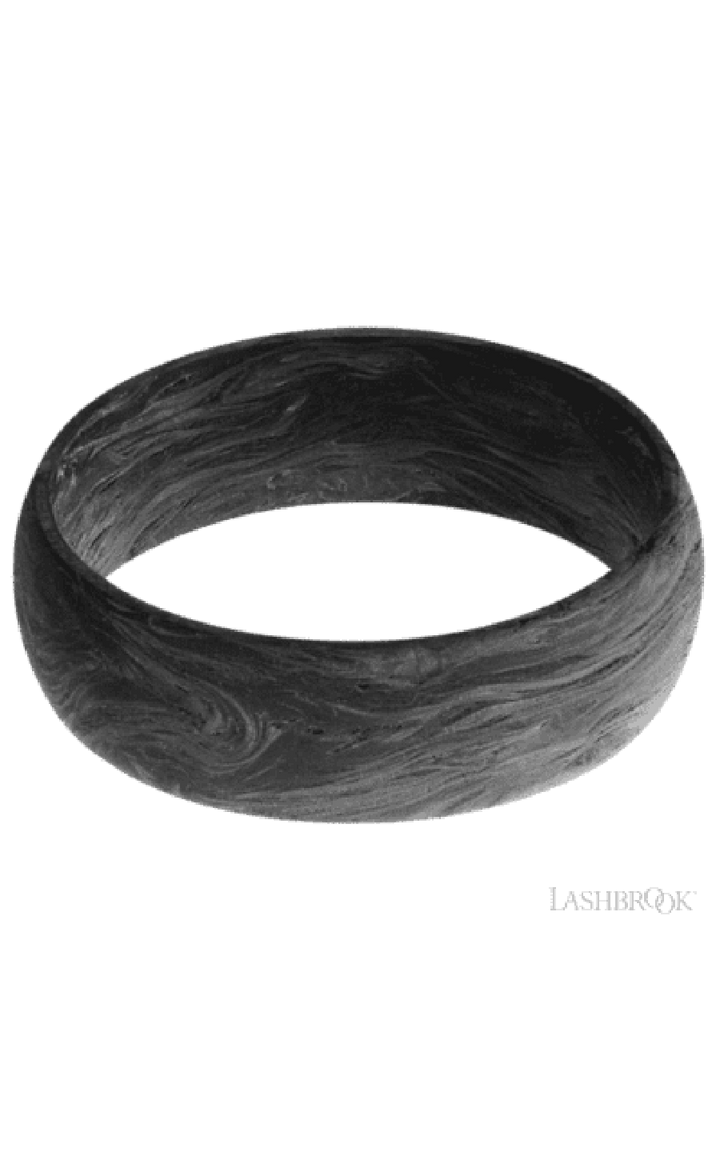7 mm wide Domed Forged Carbon Fiber band featuring a Whiskey Barrel sleeve.