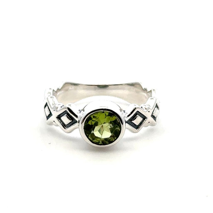 Antique Style Rings Silver with Stones .925 White with Peridot size 7