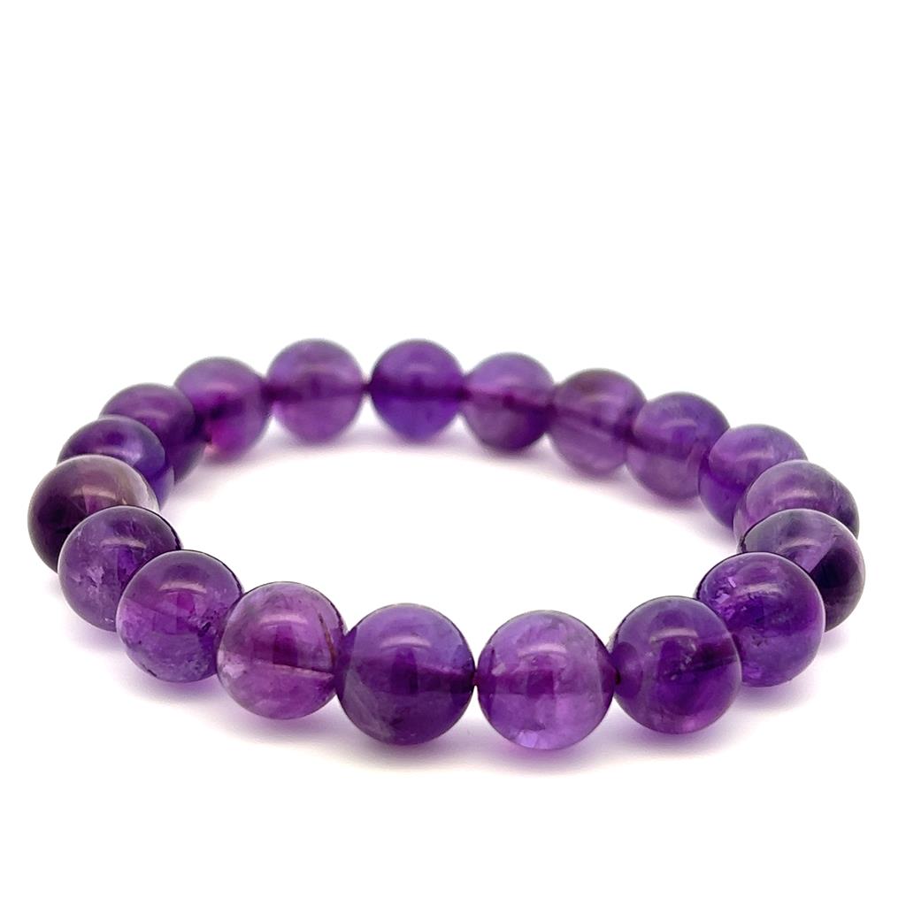 Stretch Style Gemstone Bead Bracelet ELAST with Purple Amethyst 7"