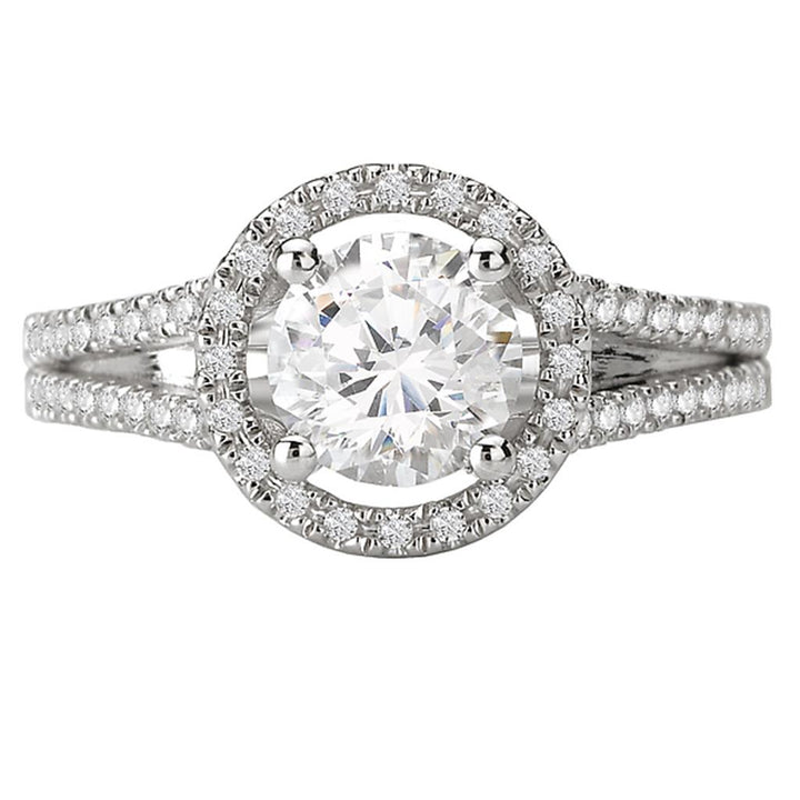 Contemporary Style Diamond Engagement Ring 14 KT White 
(Center Stone Not Included)