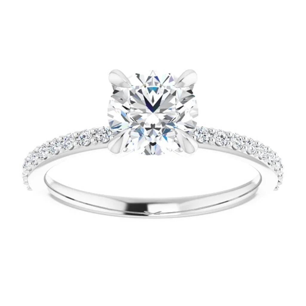 Solitare Accent Style Diamond Engagement Ring Alloy White 
(Center Stone Not Included)