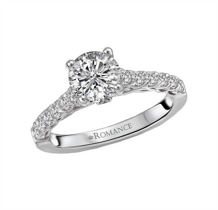 Solitare Accent Style Diamond Engagement Ring Sterling Silver White 
(Center Stone Not Included)