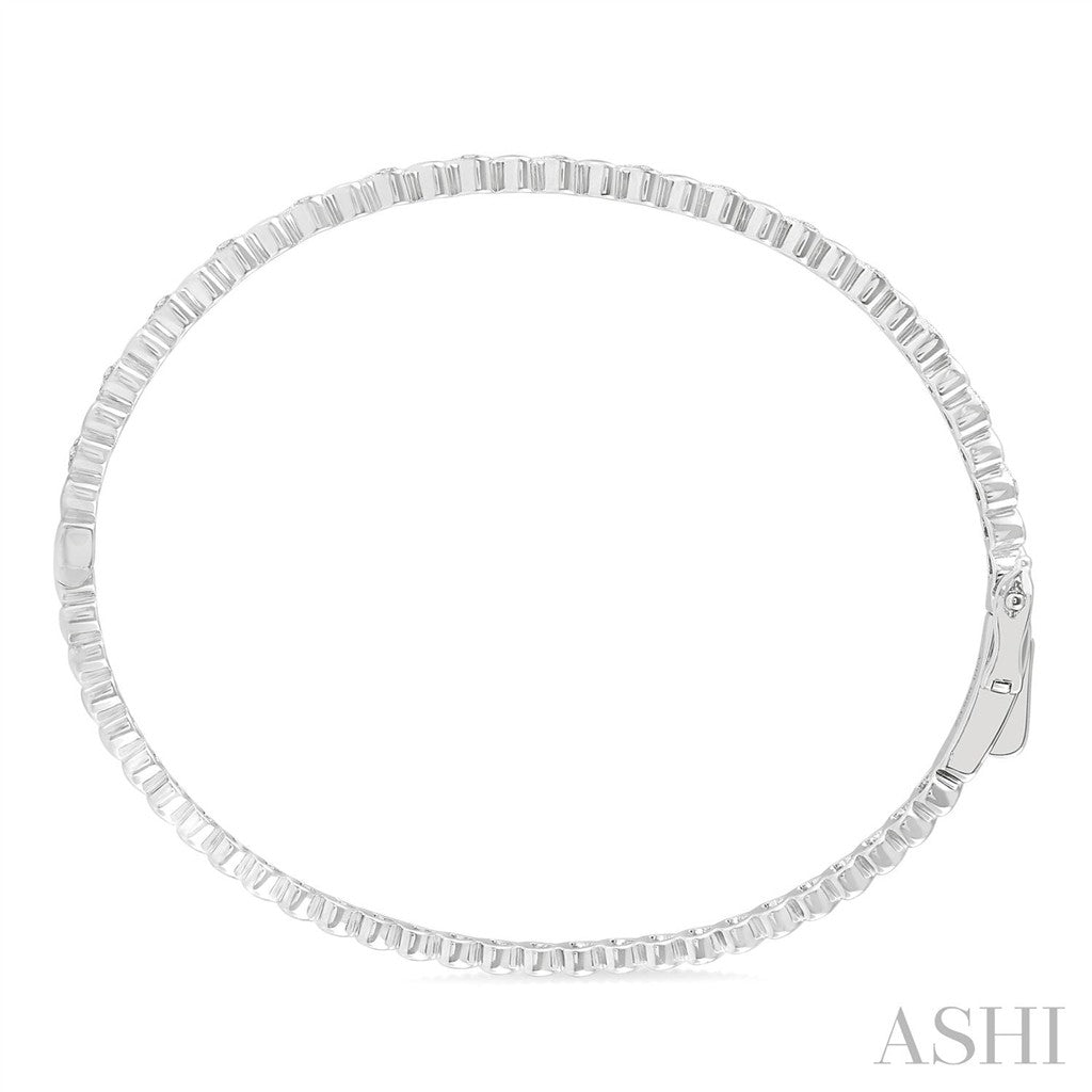 Bangle Silver Bracelet 3.5 mm wide Sterling Silver White Color 7" Long