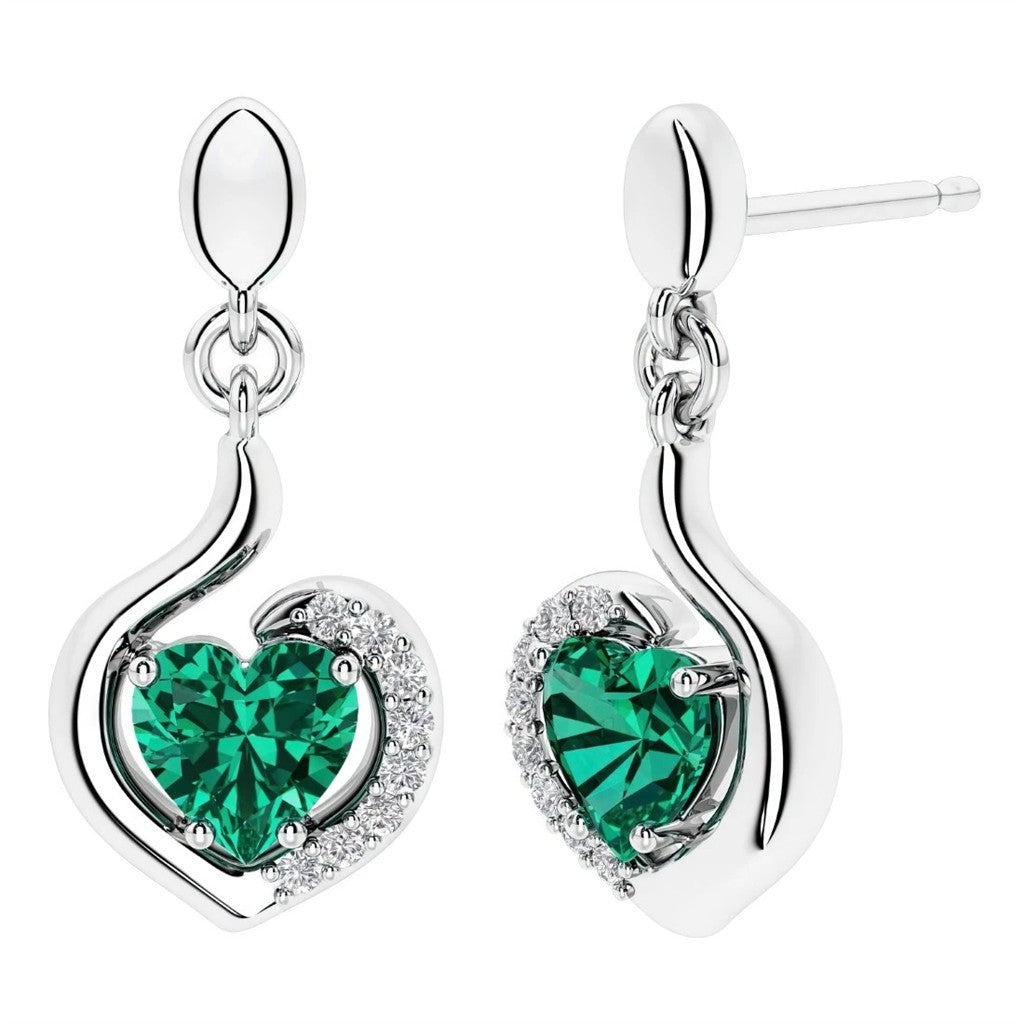 Sterling Silver Post Earrings With Colored Stone