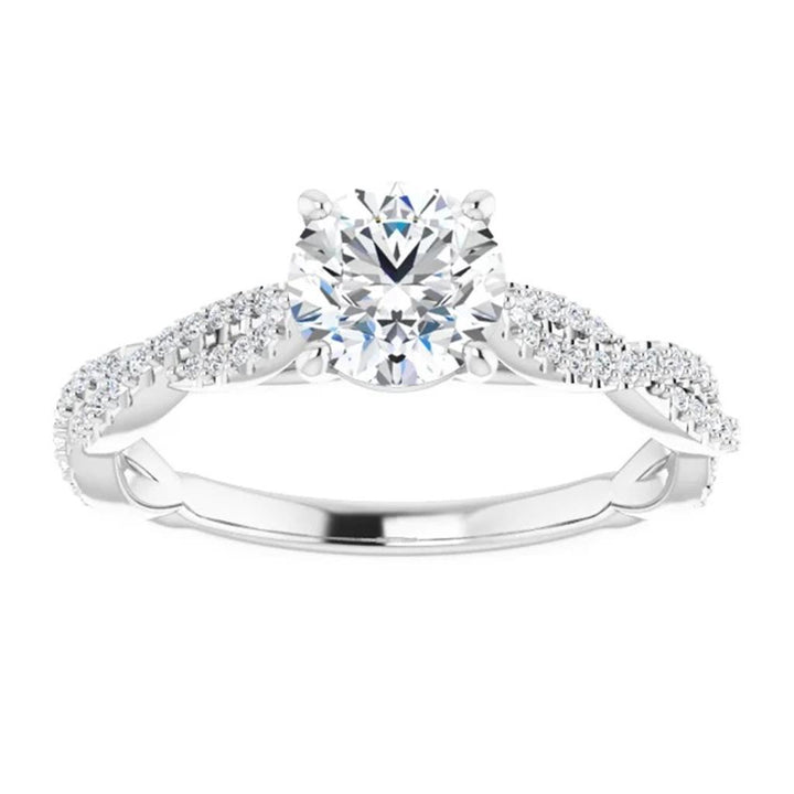 Solitare Accent Style Diamond Engagement Ring 14 Karat Gold White 
(Center Stone Not Included)