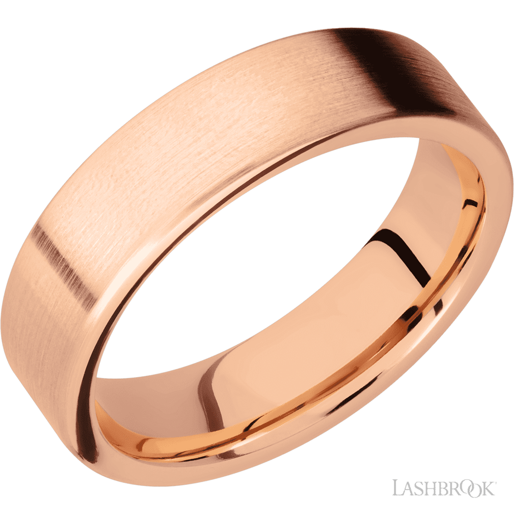 Straight Solid Style Wedding Band 14 KT Rose 6mm wide size 10