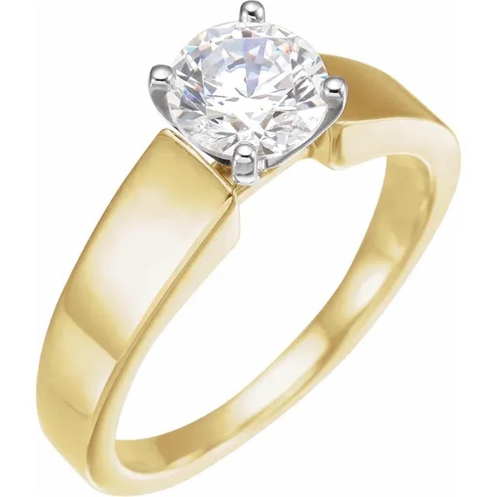 Solitare Style Diamond Engagement Ring 14 Karat Gold White 
(Center Stone Not Included)