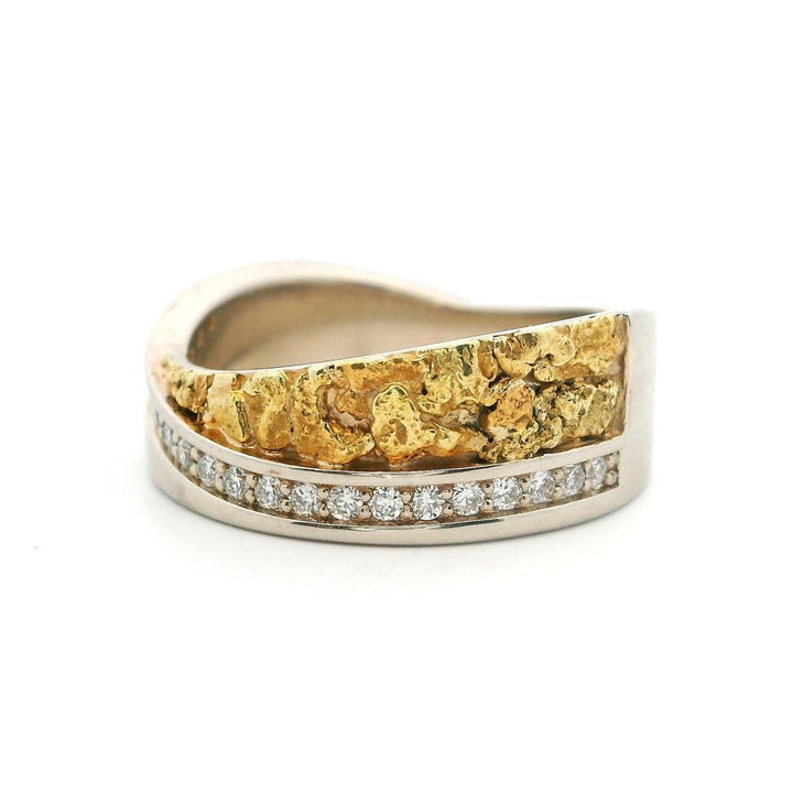 Gold Nugget Style Fashion Ring Womens 14 Karat Gold & Alaskan Gold Nugget Yellow size 7