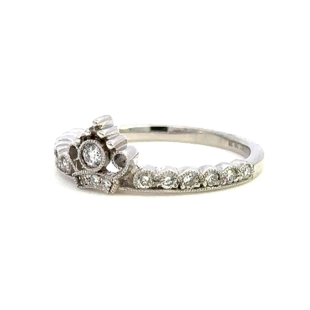 Fitted Style Diamond Wedding Band 14 Karat Gold White with Diamonds & Diamonds Accent size 6.75