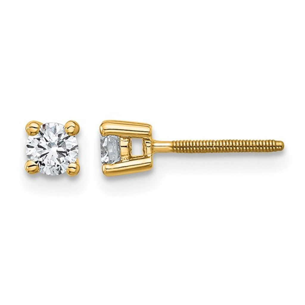 Lab Diamonds Single Stone Studs Earrings 14 Karat White 1.50 Carat Total Weight