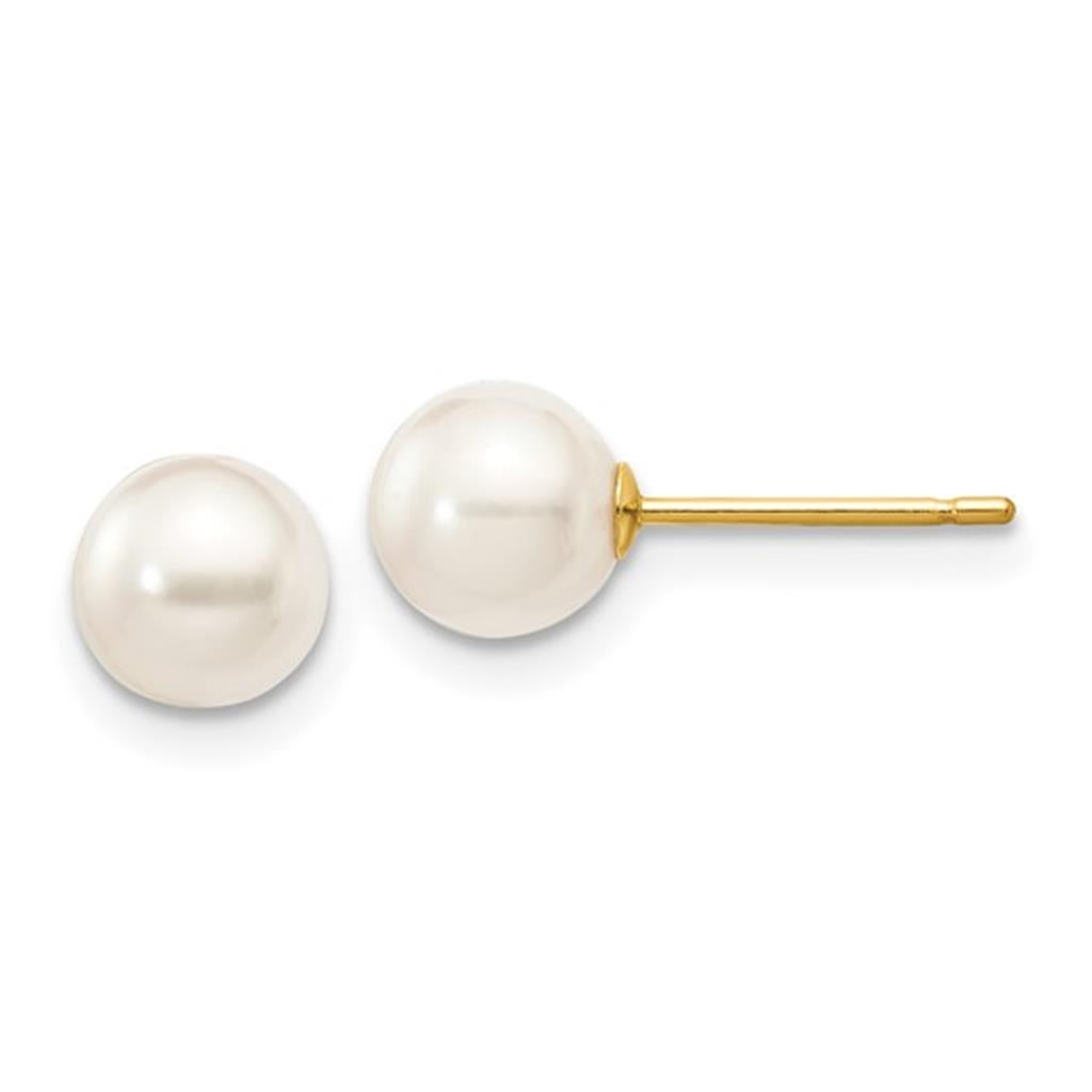 Single Pearl Stud Earring 14 KT Yellow 5mm Akoya Pearls