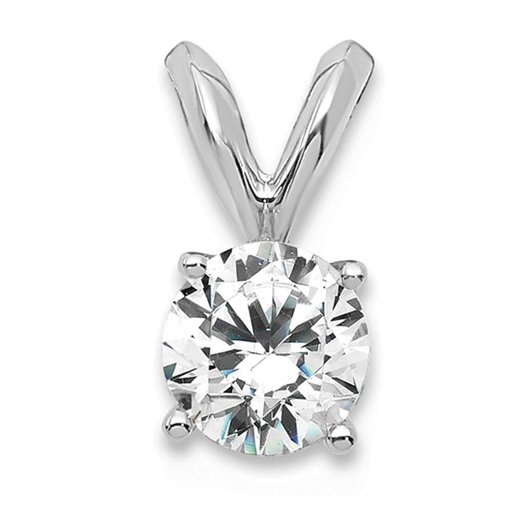 Drop Pendant Diamond Lab Grown 14 KT White with Round D/E Lab Diamond
