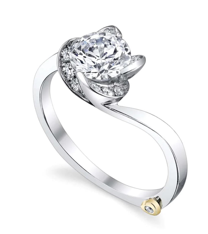 Bypass Style Diamond Engagement Ring 14 Karat Gold White 
(Center Stone Not Included)