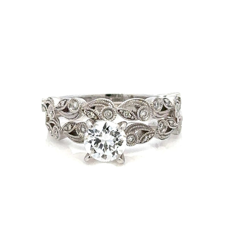 Solitare Accent Style Diamond Engagement Ring 18 Karat Gold White 
(Center Stone Not Included)