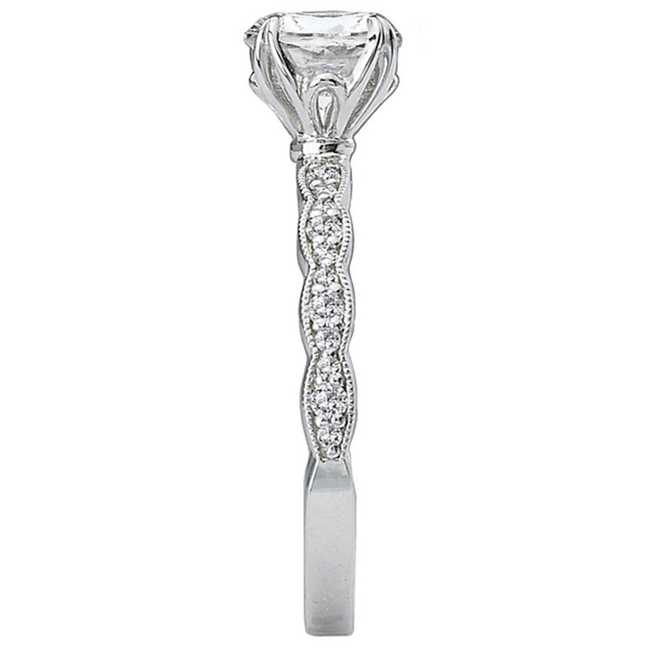 Solitare Accent Style Diamond Engagement Ring Sterling Silver White 
(Center Stone Not Included)