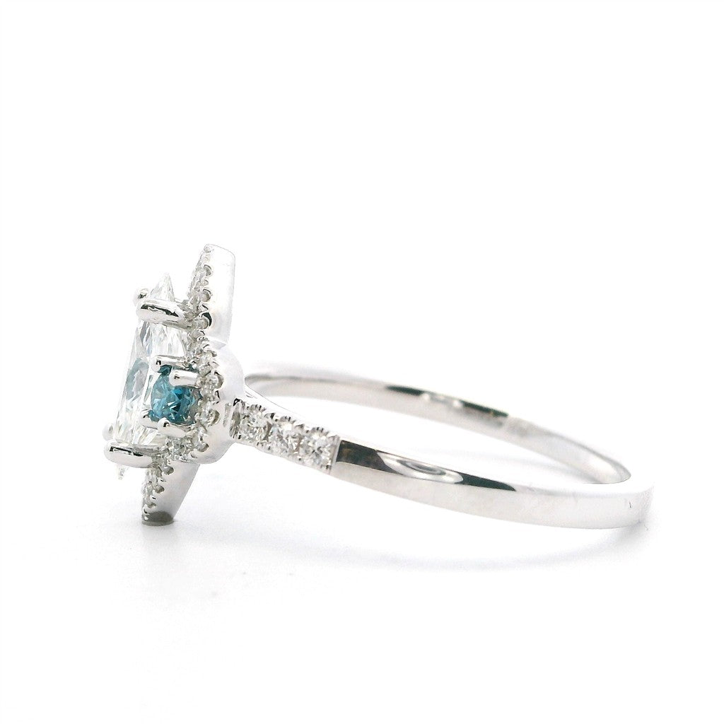 Halo Style Diamond Engagement Ring Sterling Silver White 
(Center Stone Not Included)