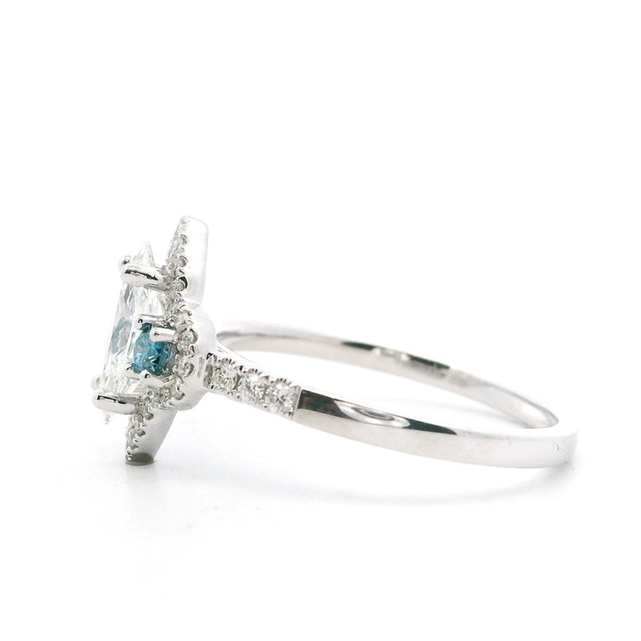 Halo Style Diamond Engagement Ring Sterling Silver White 
(Center Stone Not Included)