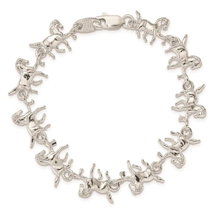 Horse Link Silver Bracelet .925 White Color 7" Long