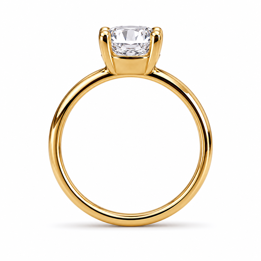 Bypass Engagement Ring Yellow 14 Karat Gold With A 1.00 Carat Round Shape Moissanite Center