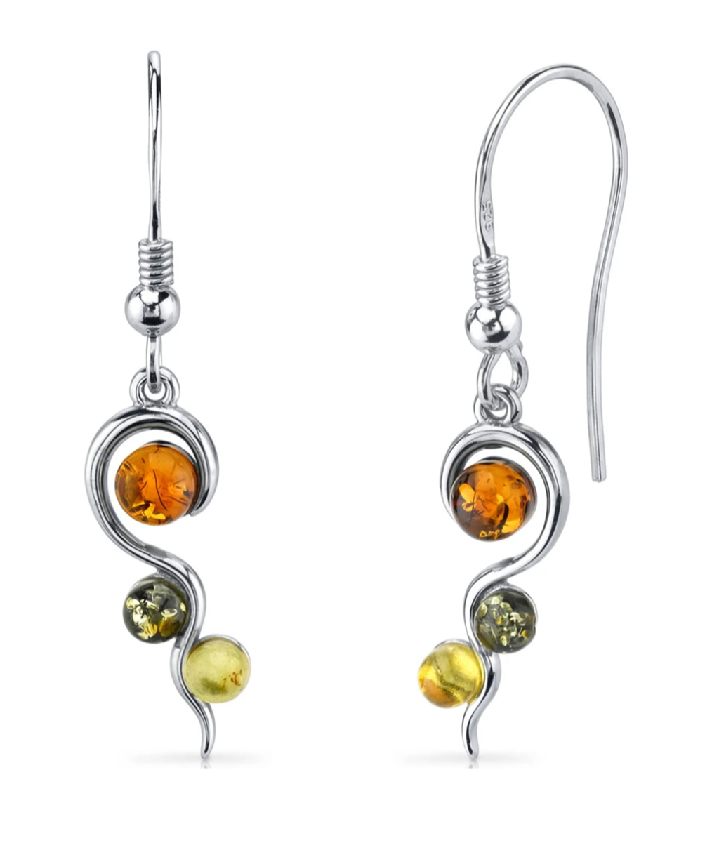 Dangle Earrings Silver Colored Stones