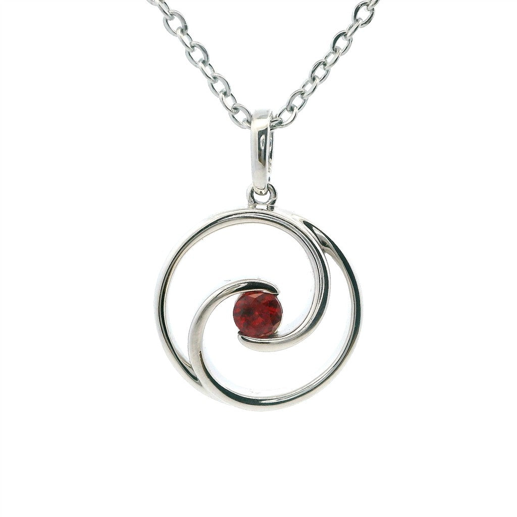 Drop Pendants 14 Karat Silver with Round Ruby