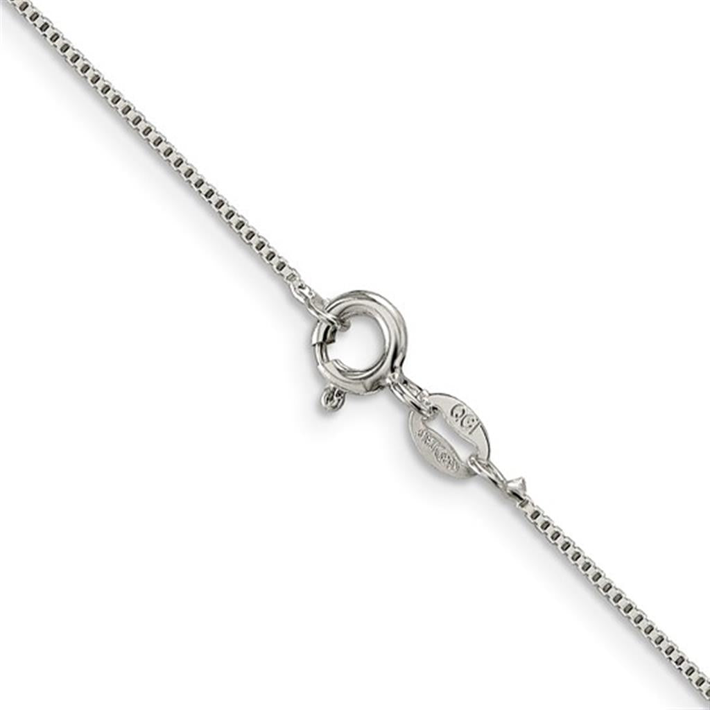 White Sterling Silver 0.8 MM Box Chain 16" Long