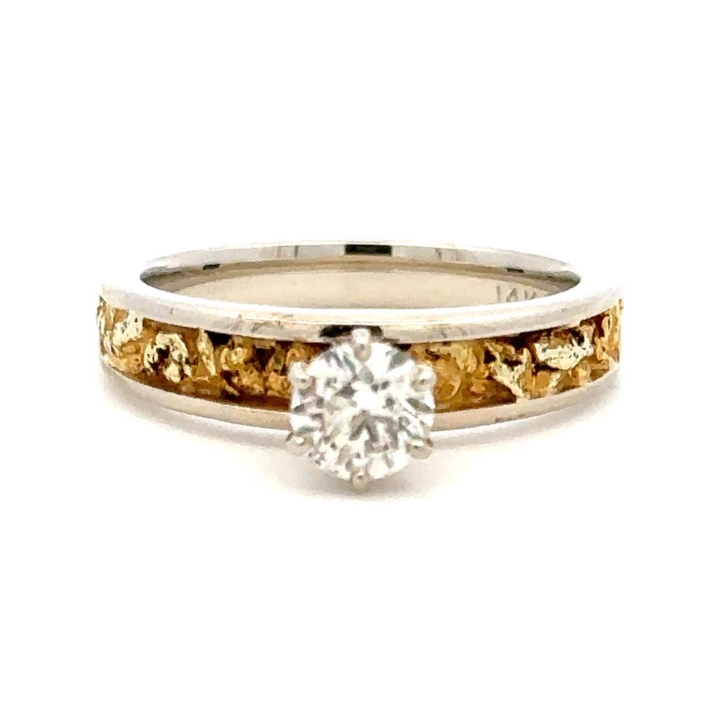 Gold Nugget Style Diamond Engagement Ring14 KT White