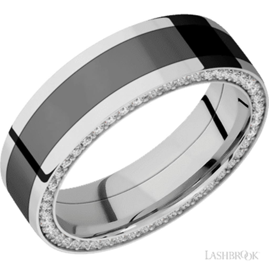 Eternity Style Wedding Band 14 KT White 7mm wide with Diamonds size 10