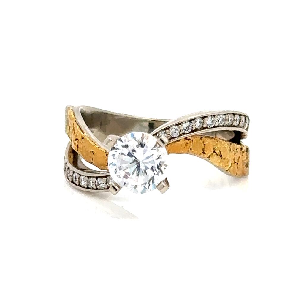 Bypass Style Diamond Engagement Ring 14 KT White 
(Center Stone Not Included)