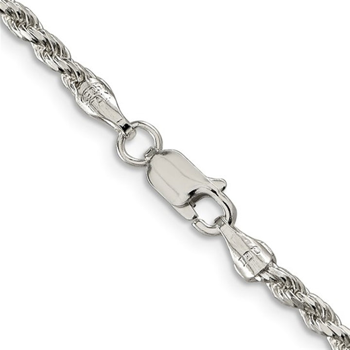 White Sterling Silver 2.75 MM Rope Chain 20" Long