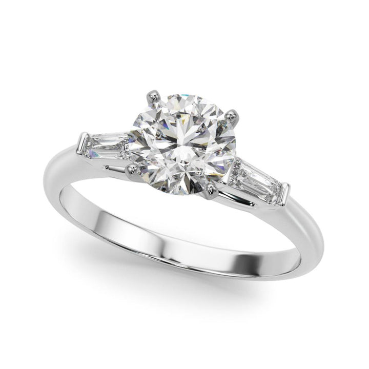 Three Stone Style Diamond Engagement Ring 14 Karat Gold White 
(Center Stone Not Included)