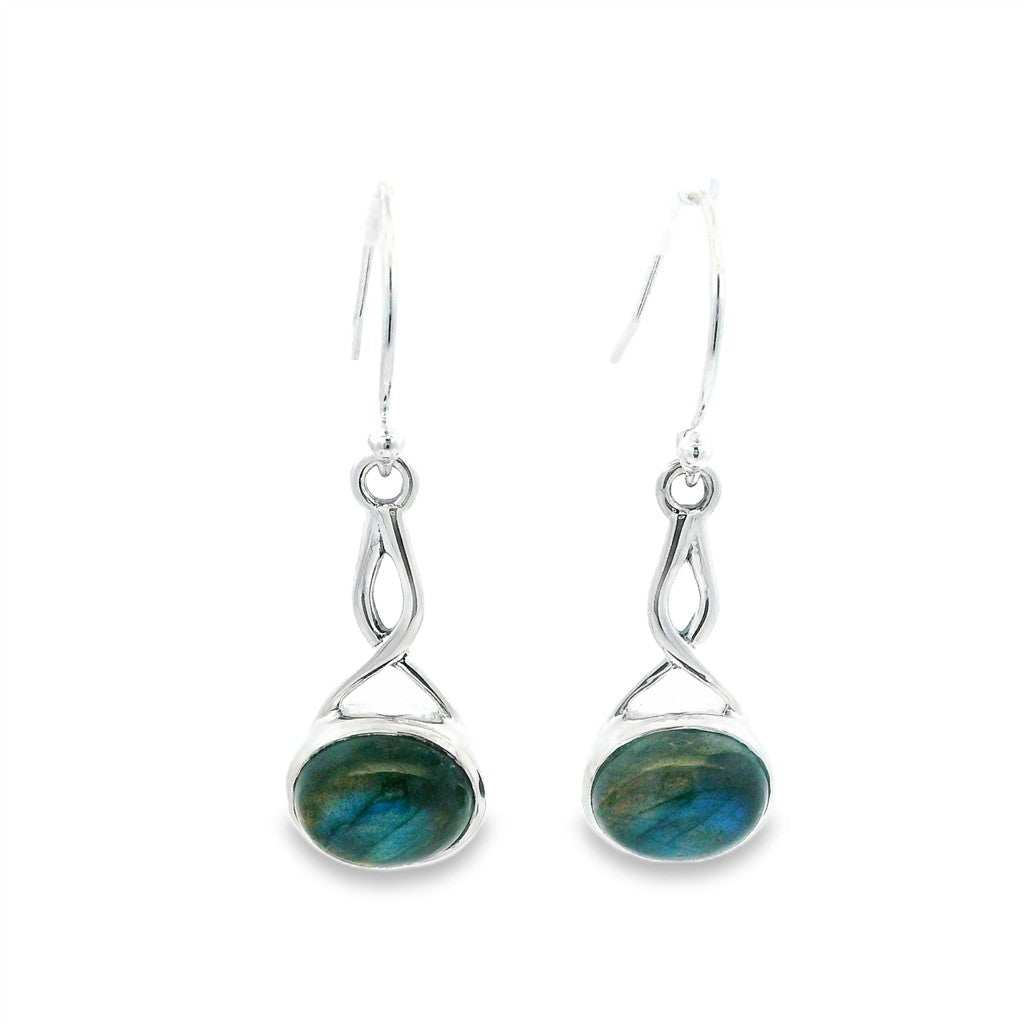 Dangle Earrings Silver Colored Stones