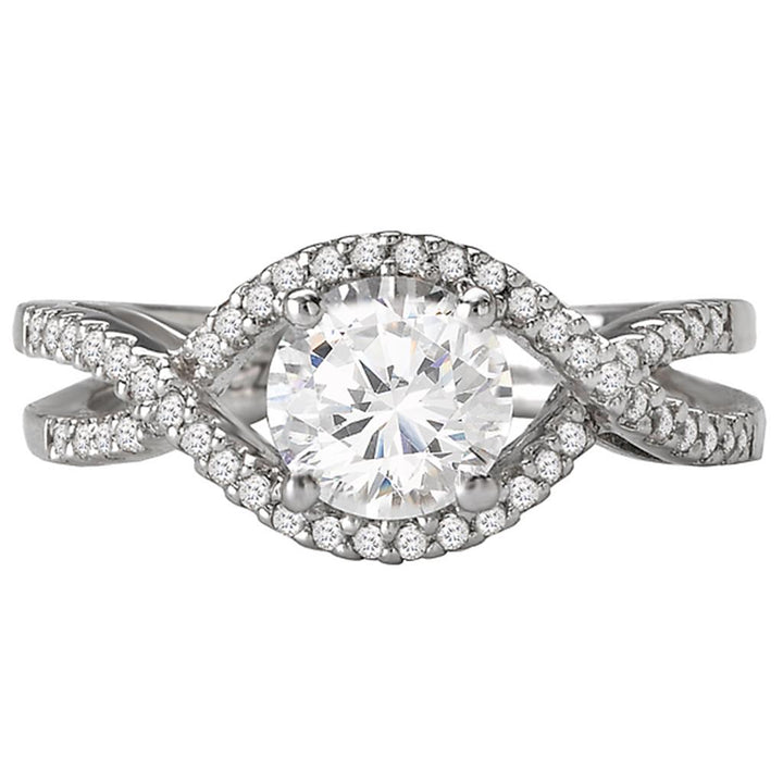 Bypass Style Diamond Engagement Ring Sterling Silver White 
(Center Stone Not Included)