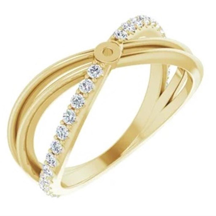 Solitare Accent Style Diamond Engagement Ring 14 Karat Gold Yellow 
(Center Stone Not Included)