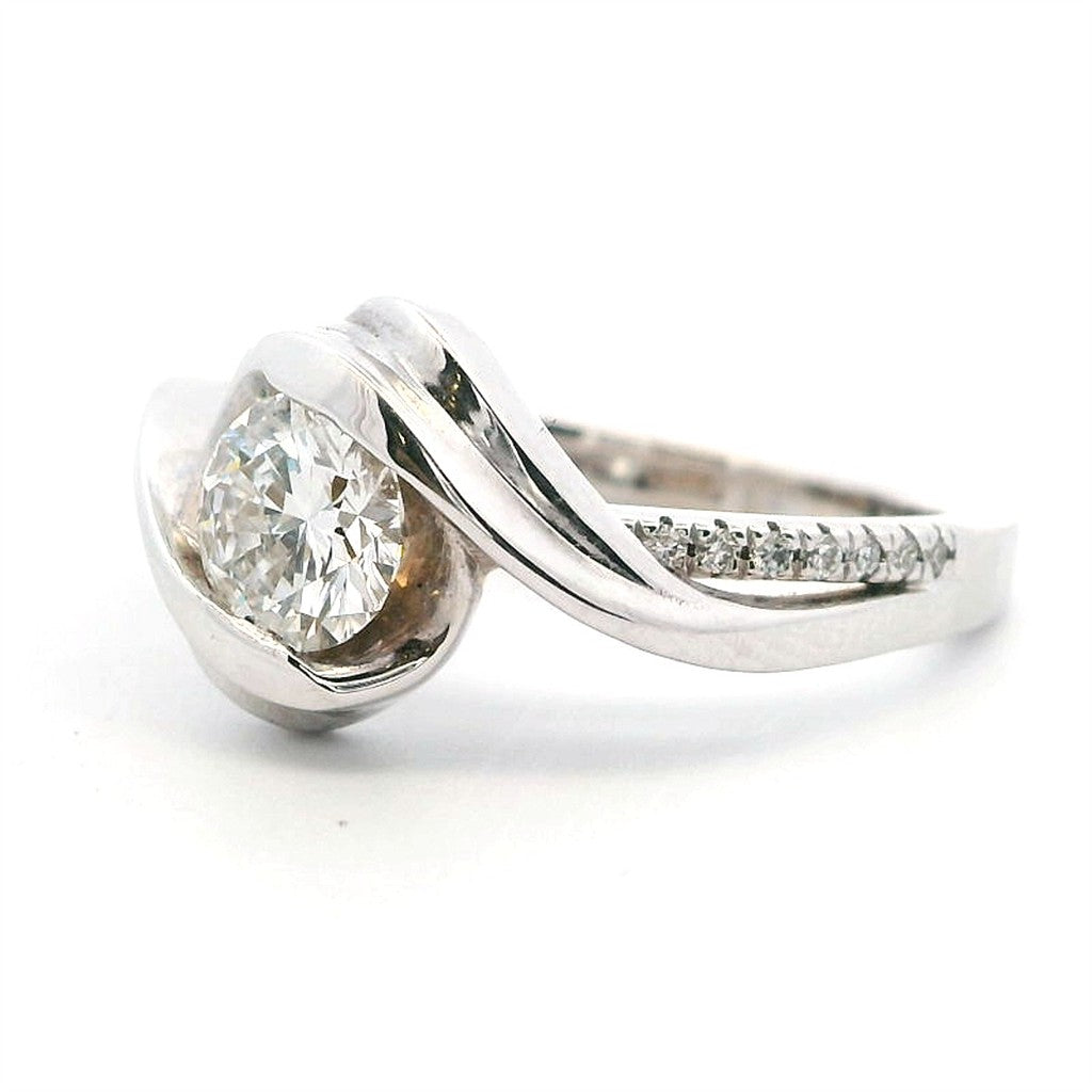 Bypass Style Lab Diamond Engagement Ring14 Karat Gold White
