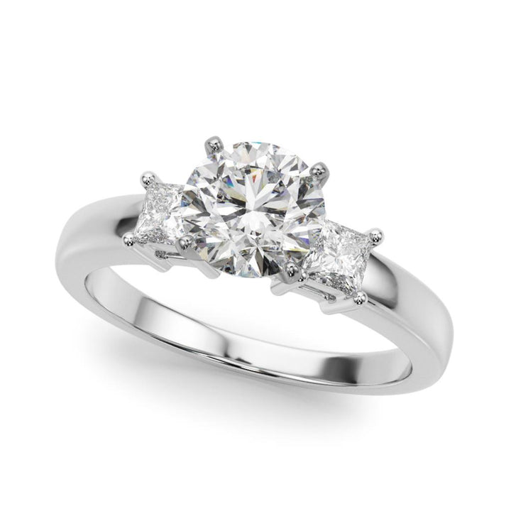 Three Stone Style Diamond Engagement Ring 14 Karat Gold White 
(Center Stone Not Included)