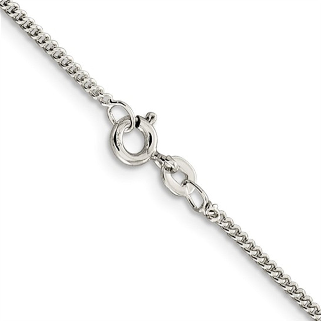 White Sterling Silver 1.5 MM Curb Chain 20" Long