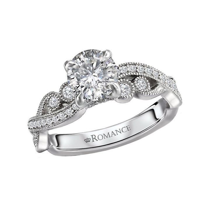 Solitare Accent Style Diamond Engagement Ring 14 Karat Gold White 
(Center Stone Not Included)