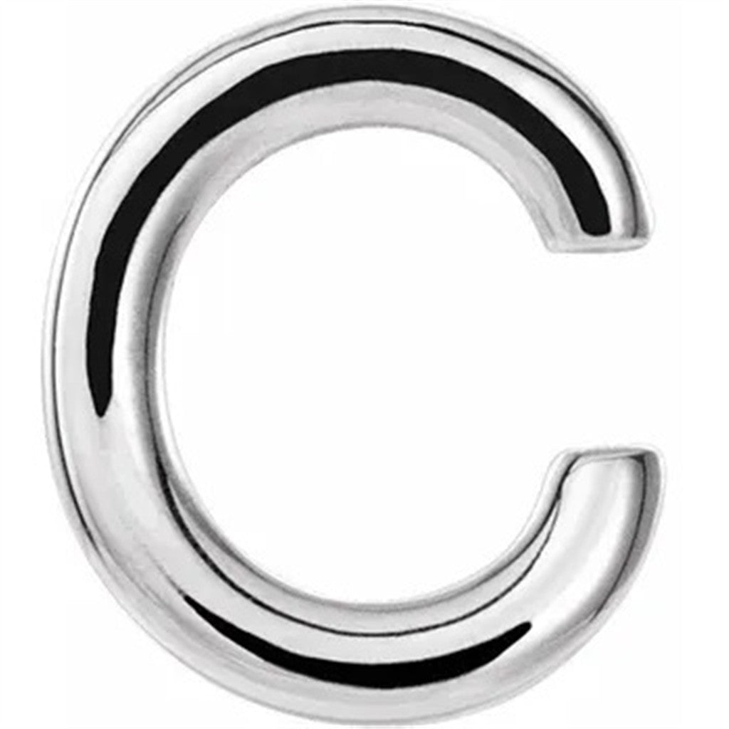 Initial C Stud Precious Metal Earrings 14 Karat Gold White