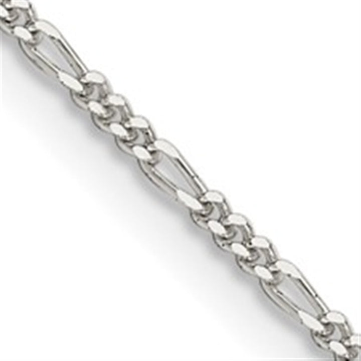 White Sterling Silver 2.5 MM Figaro Chain 24" Long