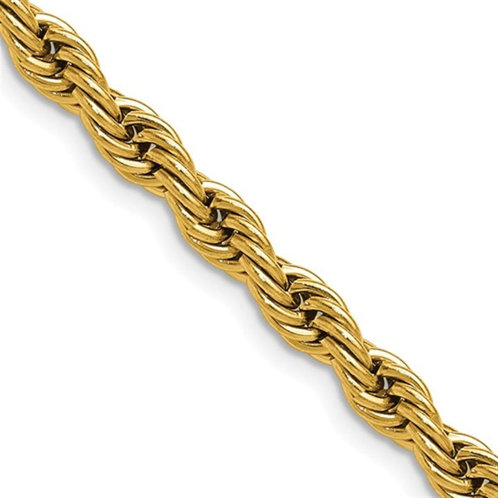Yellow Gold Stainless Steel Rope Link Chain 5MM Wide 24" Long