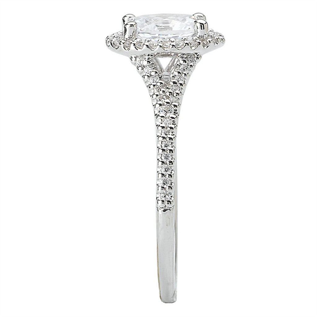 Halo Style Diamond Engagement Ring Sterling Silver White 
(Center Stone Not Included)