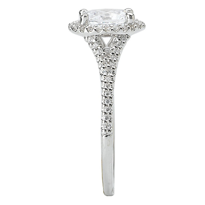 Halo Style Diamond Engagement Ring Sterling Silver White 
(Center Stone Not Included)