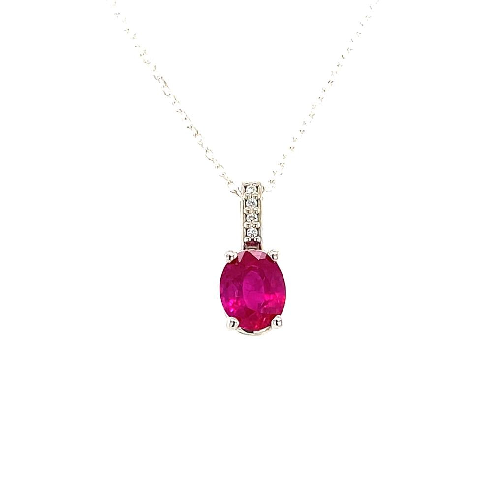 Solitare Accent Pendants 14 KT White with Pear Ruby